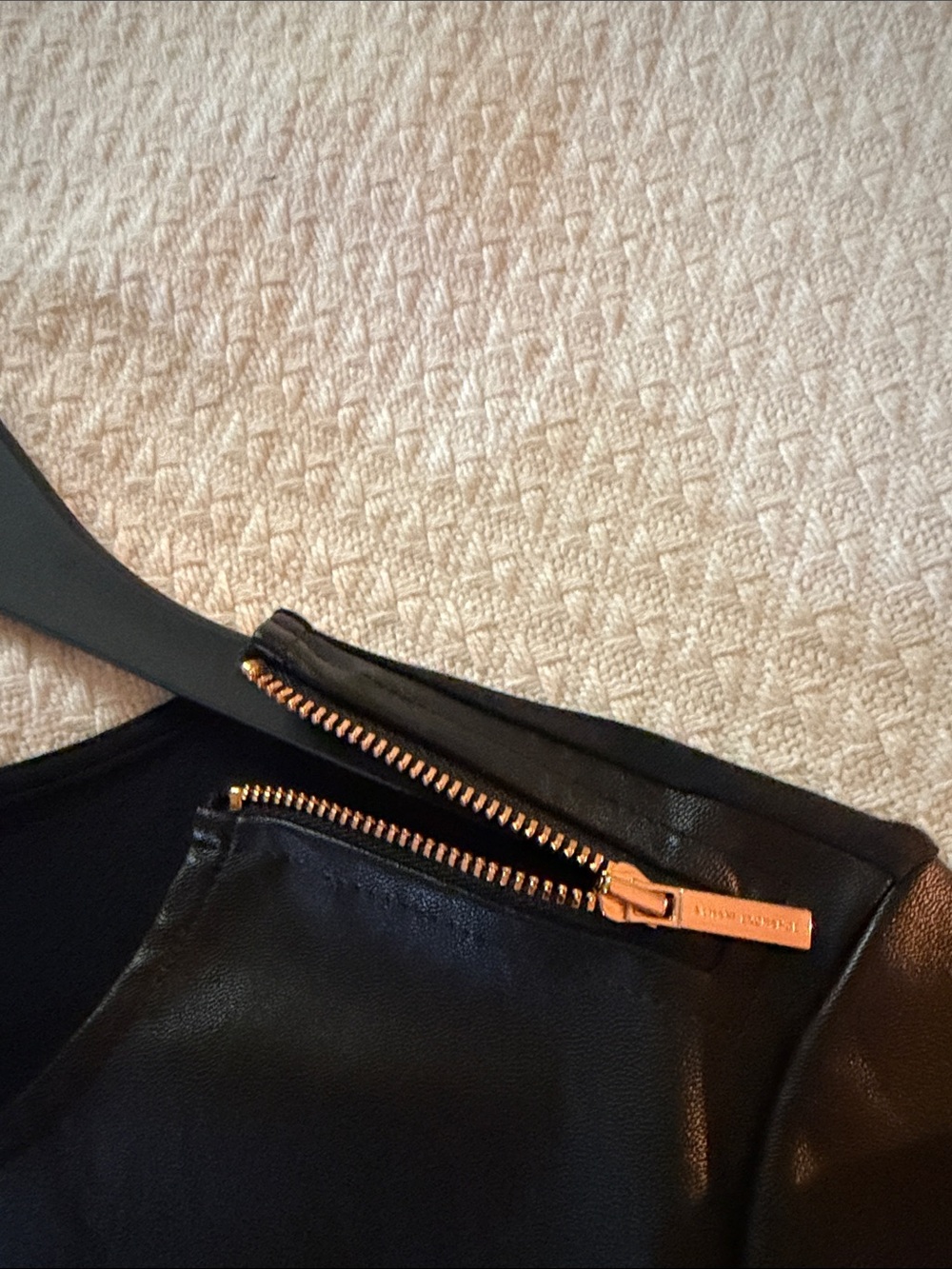 Armani Exchange Black Faux Leather Short Sleeve Top - Picture 5 of 5